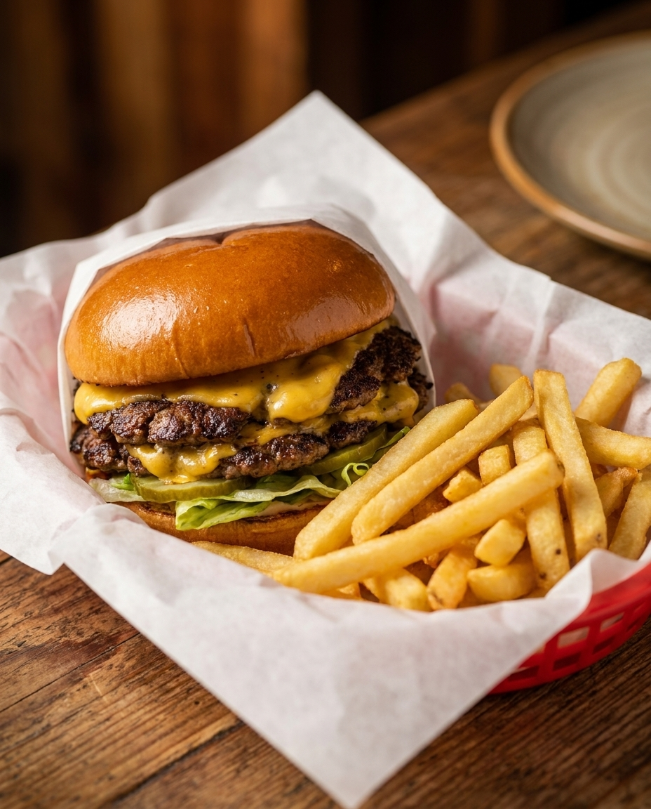45-Degree classic burger camera angle preview
