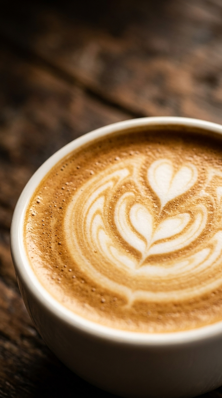 Macro shot coffee latte art camera angle preview